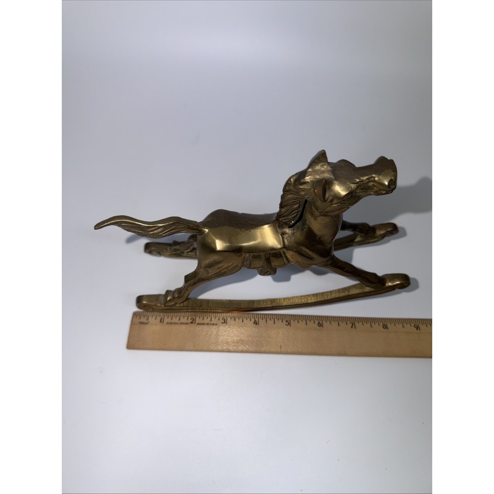 Vintage Brass Horse Figurine Solid‎ Brass Rocking Horse Equestrian Home Decor - Picture 6 of 6